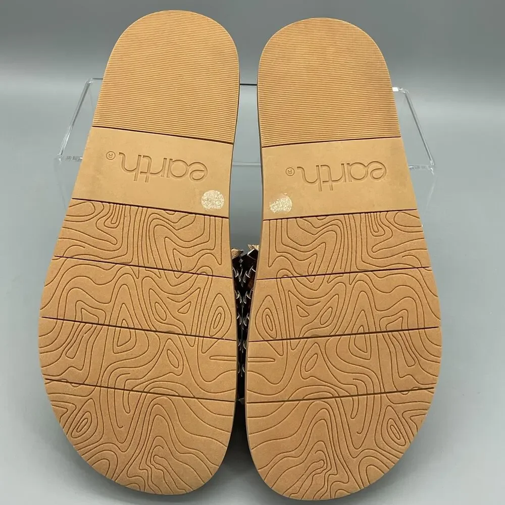 NEW earth Women’s Fontane Woven Flat Sandals Gold Size 9M